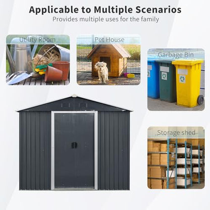 4x8 FT Outdoor Storage Shed (4x8 FT/Window / Black)