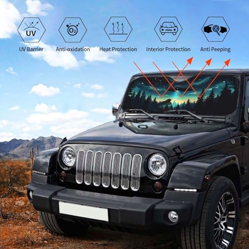 Alien Tree Car Sun Shade Windshield Sunshade Foldable Front Window Shield Cover for Truck SUV (Blue1 / Small)