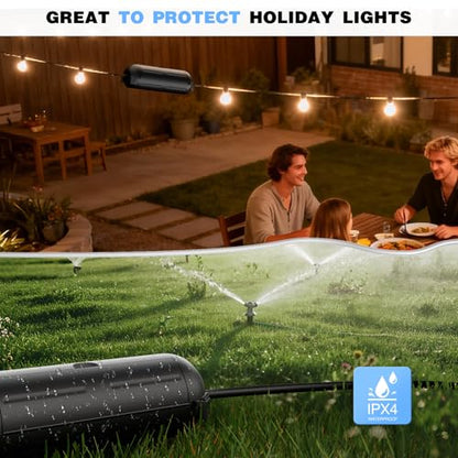6 Pack] Flemoon Outdoor Extension Cord Safety Cover with Waterproof Seal (Black / Small Box: 5.3" L x 2" W x 2" H)