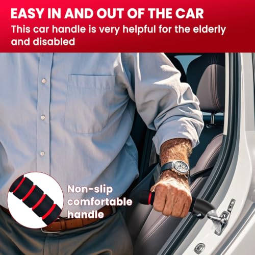 2Pack Car Door Handle for Elderly Car Handle Assist Support Multifunction Handle for Elderly and Handicapped (Red)