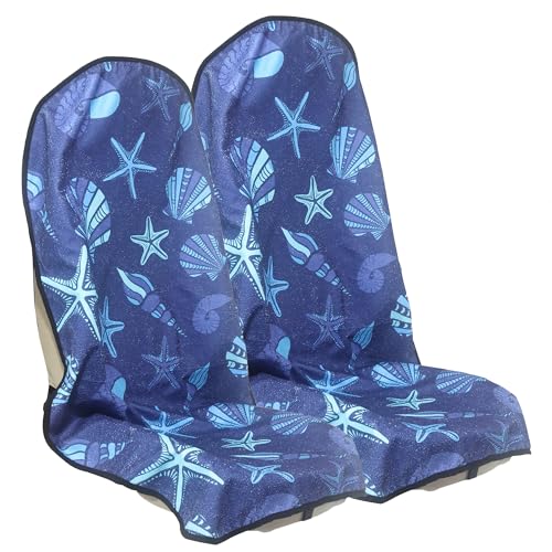 Car Seat Cover Protector Front Seats (2Pcs Front Seat Towel / Conch Shells Starfish)