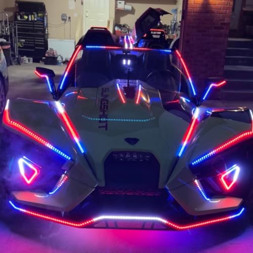 4PCS 1FT RGB Chasing Smoked LED Strip Lights for Cars Trucks Slingshot (4PCS 1FT Tinted Light Strips)