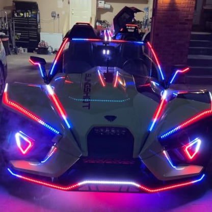 4PCS 1FT RGB Chasing Smoked LED Strip Lights for Cars Trucks Slingshot (4PCS 1FT Tinted Light Strips)