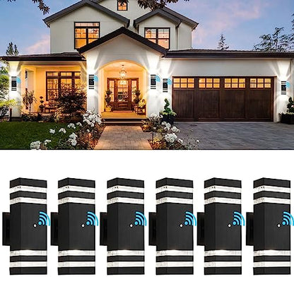 Dusk to Dawn Outdoor Wall Lights Black Exterior Lighting Fixture (Black / 2 Layer - 12 Inch)