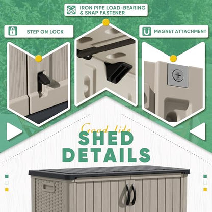 Outdoor Storage Cabinet 50 Cu Ft with Lockable Doors (Beige / 50 Cu Ft/Vertical)