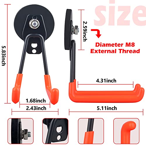 Magnetic Power Tool Organizer (2.59INCH 2PACK Orange Large Gaint Hooks)