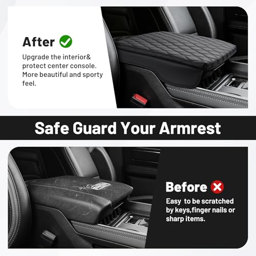 Center Console Cover for 2019 (1)19-26|RAM 1500/2500/3500|Bucket Seat,Wavy,+Thick)