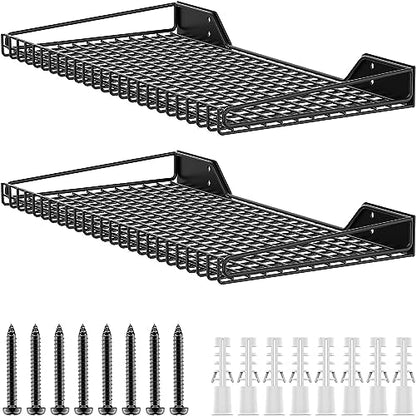 2 Pack Wall Mounted Storage Shelves (Black / 12*23.5")