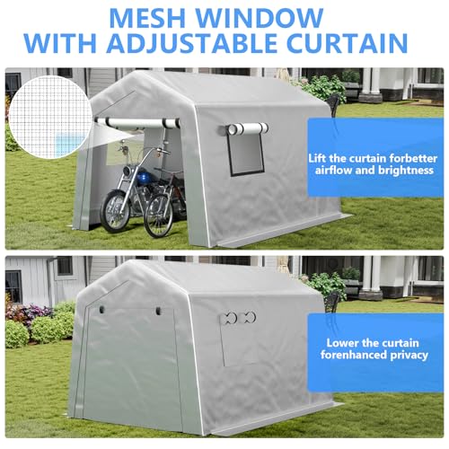 8x10 ft Carport Heavy Duty Tent with Roll (Gray / 8x10ft)