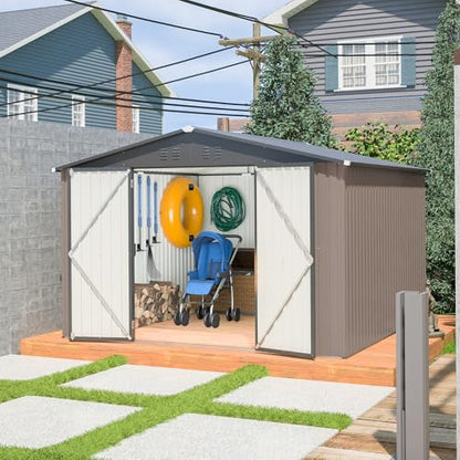 Metal Storage Shed (Brown / 10x10 Ft)