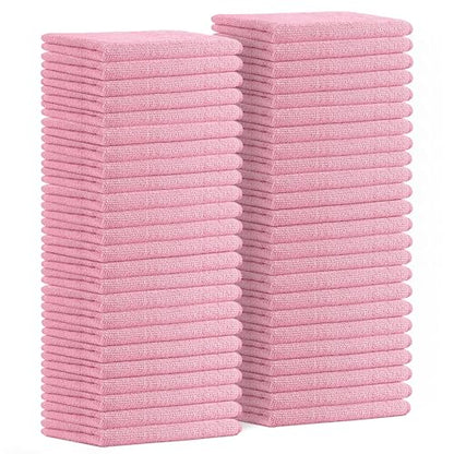 Microfiber Cleaning Cloths (Pack of 48 - 16x16 Inches / Pink)