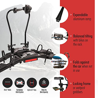 Destination E Hitch Bike Rack with Ramp for 2 Bikes (Ebikes)