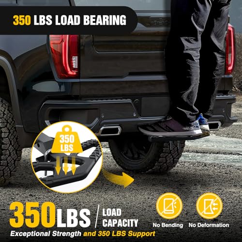 Tow Hitch Step Bar 2" Receiver Bumper Guard for Pickup Truck SUV (Tow Hitch Step w/ Anti Rattle Stabilizer)