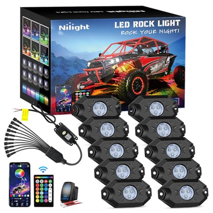 RGB LED Rock Lights Kit 10 Pods Underglow Multicolor Neon Pod (10 Pods / RGB 3LED)