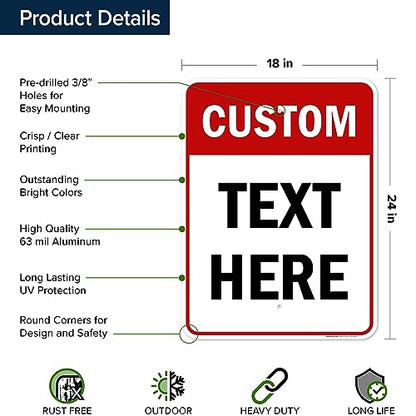 Custom Sign Custom Sign for Business (Header - Vertical / 18x24 - Aluminum)