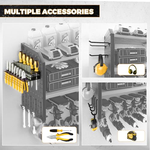 Power Tool Organizer with Charging Station (8 DRILL YELLOW / Yellow-32 inches)