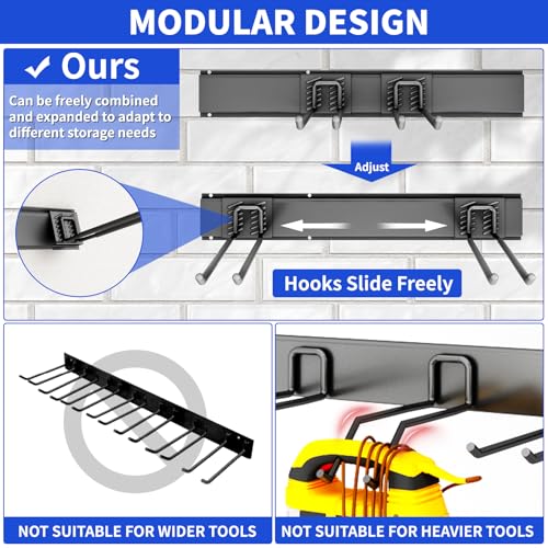Garage Tool Organizer Wall Mount (48" - 9 Hooks)