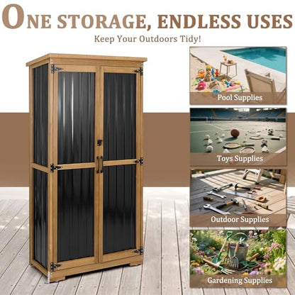 Outdoor Storage Cabinet Weatherproof (Black / 32" x 16" x 66")