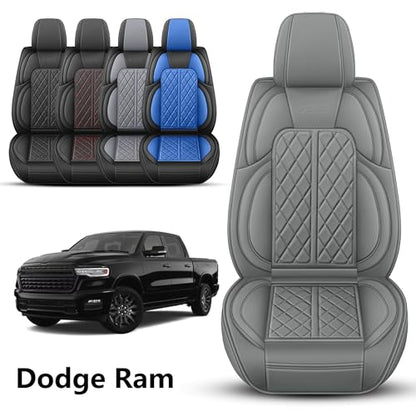 Car Seat Cover Custom Fit for Dodge Ram 1500 2500 3500 2002 (Grey / Full Set (Curved Rear))