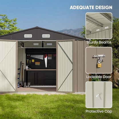 10 x 8 FT Outdoor Storage Shed (Brown / 10x8 FT)