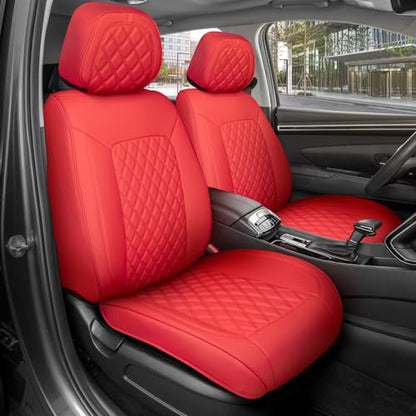 Curated Cabernet Napa Leather Seat Covers for Cars & SUVs (Red (Cabernet) / Front Seats)