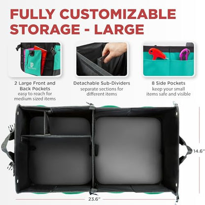 Teal Car Trunk Organizer for SUV & Auto Cargo Storage (Large / Cyan Green)