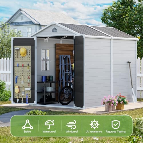 8x6 FT Large Resin Storage Shed (Dove Grey)