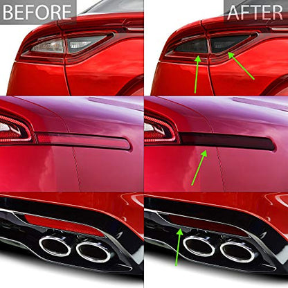 Tail Light Sidemarkers Rear Reflectors Lamp Precut Tint Kit Compatible with and Fits Kia Stinger GT (Side Reflectors & Tail Lights / Dark Smoke)