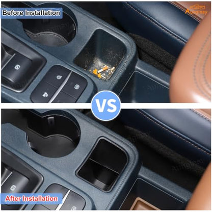 Car Cup Holder Rear Storage Box Compartment Insert for Ford Maverick 2022+ (Black-B)