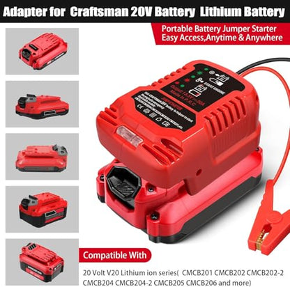 Car Jump Booster Adapter Compatible with Craftsman V20 20V Battery (Jump for V20)