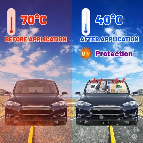 100 Dollar Bill UAS Money Car Windshield Sun Shade Umbrella Automotive Windshield Sunshade Foldable Front Car Accessories Interior Decor to Keep Vehicle Cool for Most Vehicles 57'' X 30'' (57'' X 30'' / style-AB1)