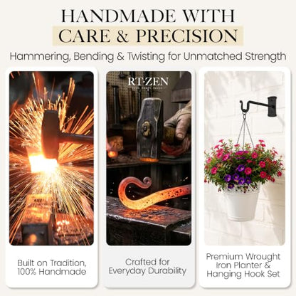 Plant Hangers Outdoor or Indoor Heavy Duty Wall Bracket Hooks (7.5 Inch / Shepherds Hooks)