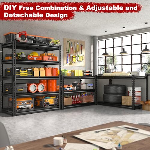 72.1" H Garage Shelving 2000LBS Storage Shelves Heavy Duty Metal Shelving 5 Tier Garage Storage Shelves for Commercial Warehouse Pantry Kitchen 72.1" H x 40.1" W x 18.1" D (40.1" W x 72.1" H x 18.1" D)