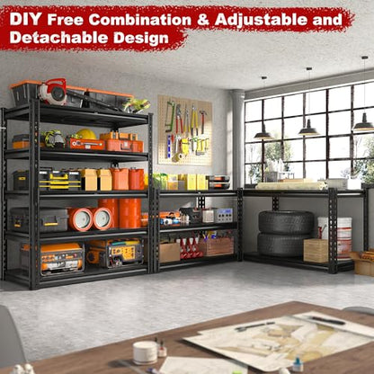 72.1" H Garage Shelving 2000LBS Storage Shelves Heavy Duty Metal Shelving 5 Tier Garage Storage Shelves for Commercial Warehouse Pantry Kitchen 72.1" H x 40.1" W x 18.1" D (40.1" W x 72.1" H x 18.1" D)