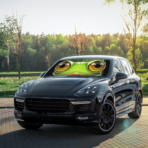 Funny Frog Car Windshield Sunshade Umbrella Frog Eye Umbrella (57X31 Inch / Color-FROG1)