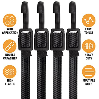 Bungee Cords with Hooks (40 Inch / 6pcs Black)