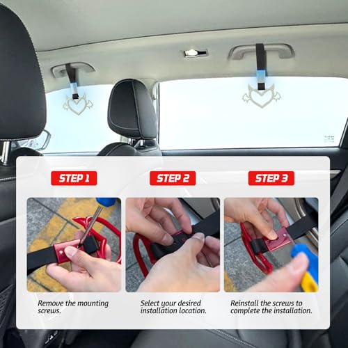 2 Pcs Devil Heart Shaped Car Handle Strap (Luminous Blue-Wing)
