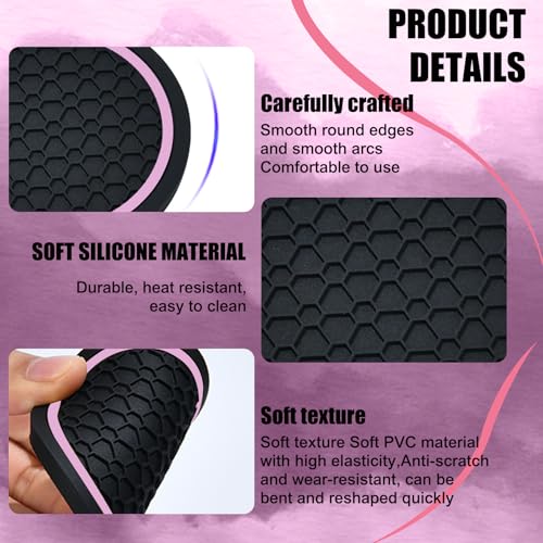 4PCS Car Cup Holder Coasters (Black/Pink)