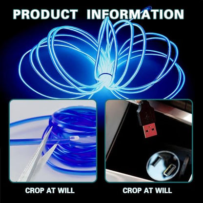 EL Wire Interior Car LED Strip Lights (Blue)