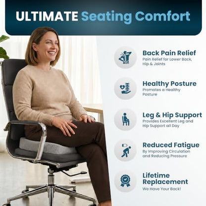 Extra Large Gel & Memory Foam Seat Cushion (Gray / X-Large)