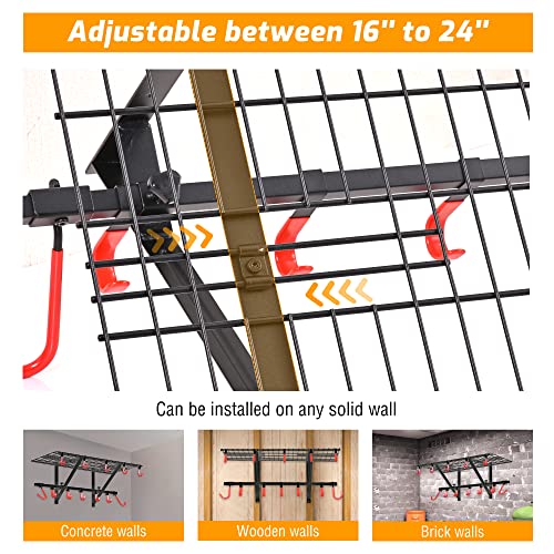 Garage Wall Shelving with Bike Hooks (4-pack)