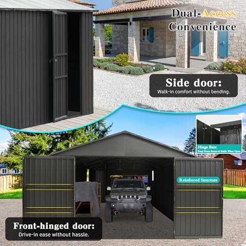 Domi 12x25FT Outdoor Metal Garage Shed (12'X25')
