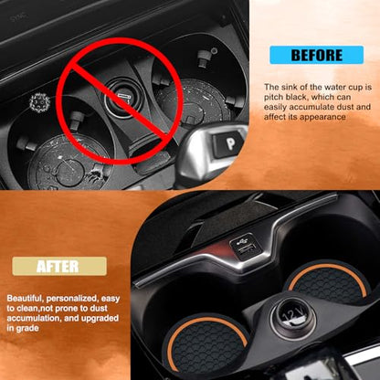 4PCS Car Cup Holder Coasters (Black/Orange)