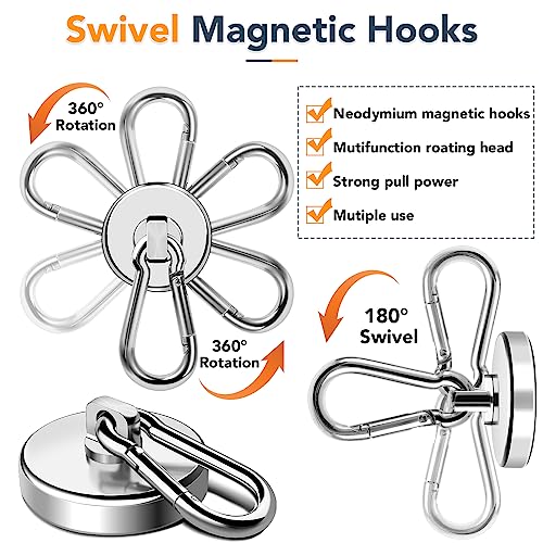 Strong Magnetic Hooks 150LB Neodymium Heavy Duty Magnets with Swivel