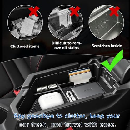Car Center Console Organizer Tray Compatible for 2020 2021 2022 2023 2024 2025 2026 Volkswagen VW Jetta Accessories Armrest Storage Box Tray Organizer Middle Console Insert Holder