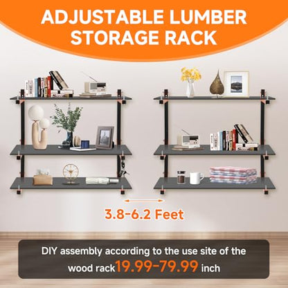 4 Pack Lumber Rack Wall Mount (B– 4 Pack, 6 Level)