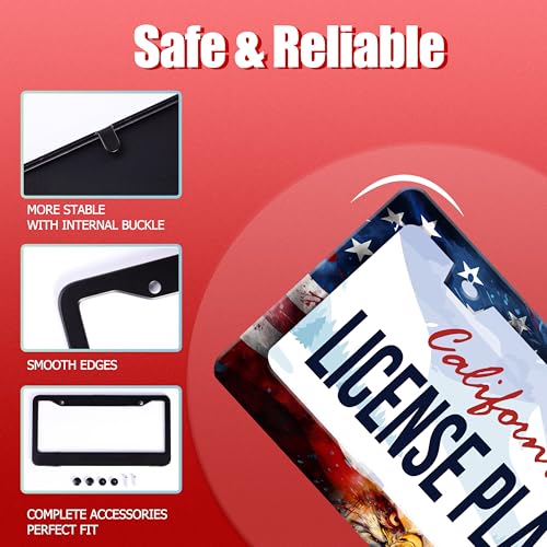 American Flag Eagle Patriotic License Plate Frame Stainless Steel 2 (American Flag Eagle)