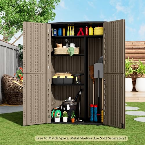 Large 67 Cu.ft Waterproof Storage Shed (Coffee-52 cu ft)