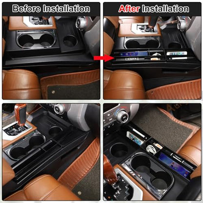Center Console Side Gear Shift Storage Box Compatible with Toyota Tundra 2014 (Side Gear Shift Storage Box)