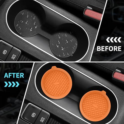 Car Cup Holder Coasters [4 Pack] Silicone Cups Mats (4pack-orange)